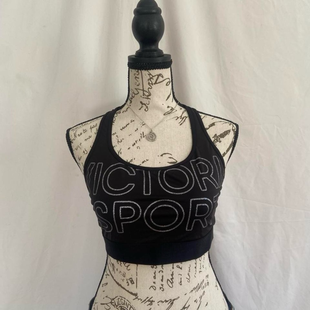 Victoria's Secret Black Sports Bra with Bold Lettering